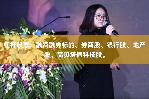 杠杆股票：融资融券标的、券商股、银行股、地产股、高贝塔值科技股。